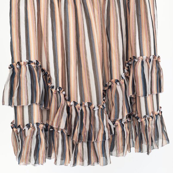 Derek Lam 10 Crosby Orange Striped Silk Ruffle Mini Skirt - Picture 5 of 9